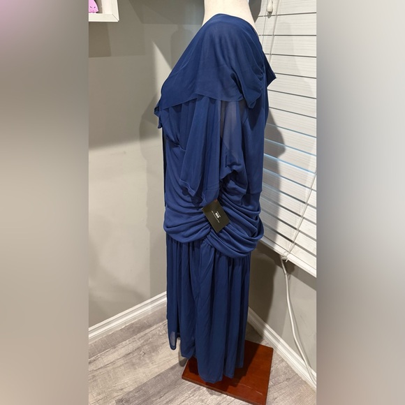 Kiyonna Shawl Elegant‎ Blue Dress with Knot Detail - Picture 2 of 5